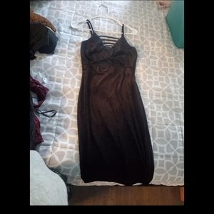 Black velvet bodycon dress